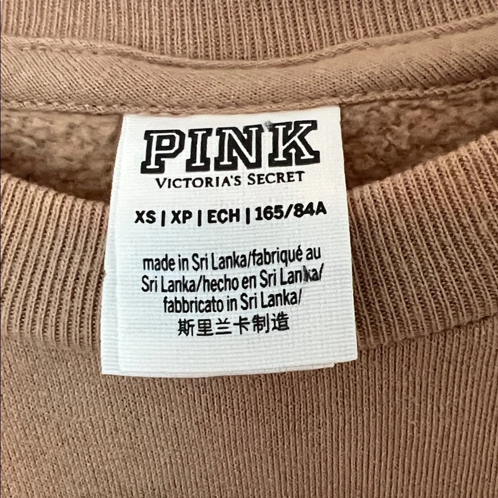 PINK Victoria's Secret Light Brown T-Shirt in a Sweatshirt Material Size XS - Picture 2 of 3